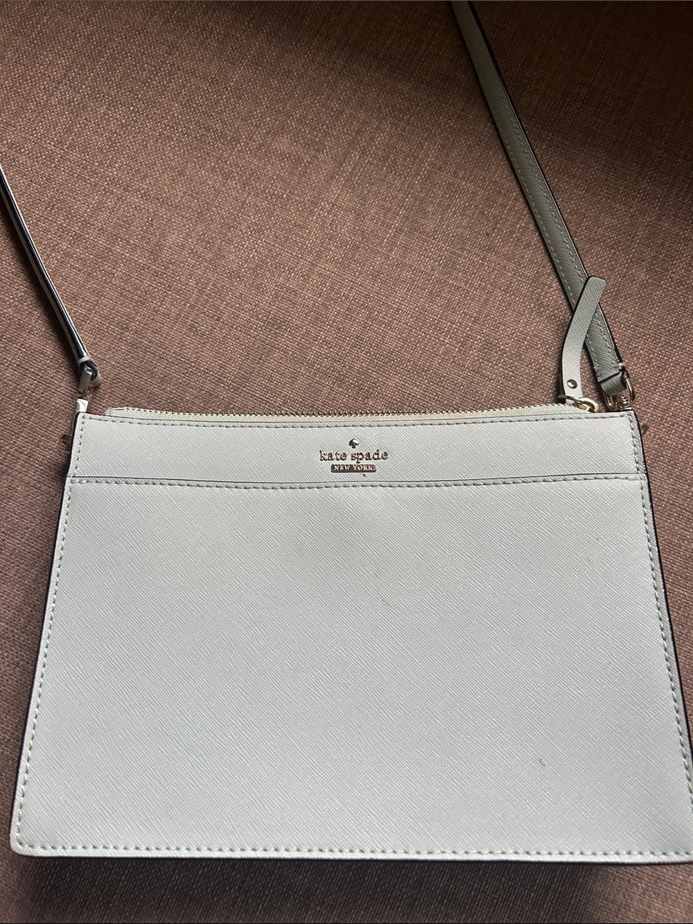 kate spade White Leather Crossbody Bag with Gold Logo